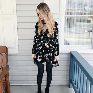 Black Floral Print Dress